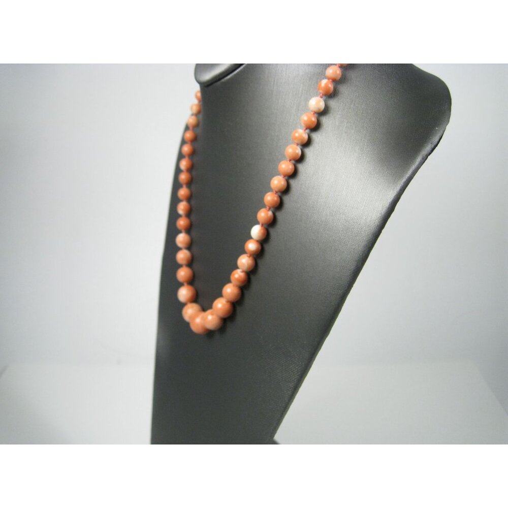 Vintage Angel Skin Coral Bead 13 mm Necklace Bead 14 K Platted Clasp 22 In - Picture 5 of 10